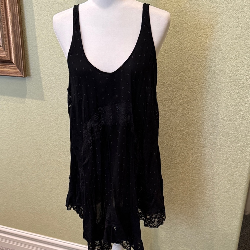 Free People Black Lace Trim dress